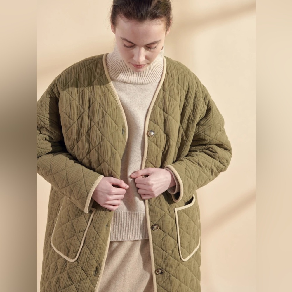 The Amente Button Down Quilted Coat Excellent Condition Size M/L - Picture 5 of 12